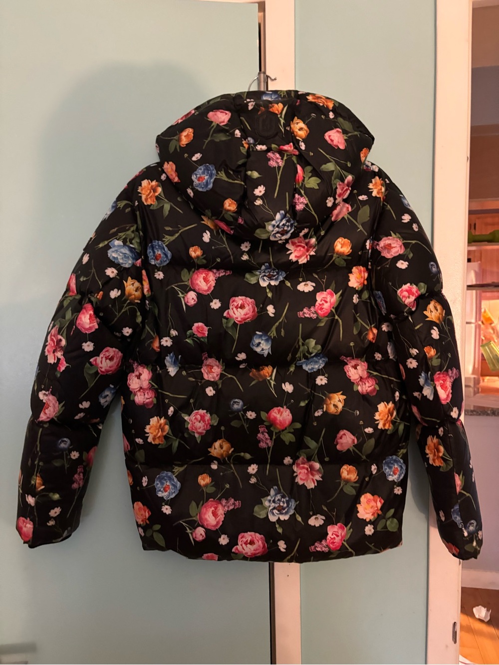Mackage Black Floral Puffer Jacket for Kids